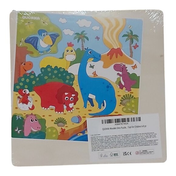 QUOKKA Wooden Dino Puzzle for Kids Ages 6-8 – 28-Piece Educational Toy - Picture 2 of 3